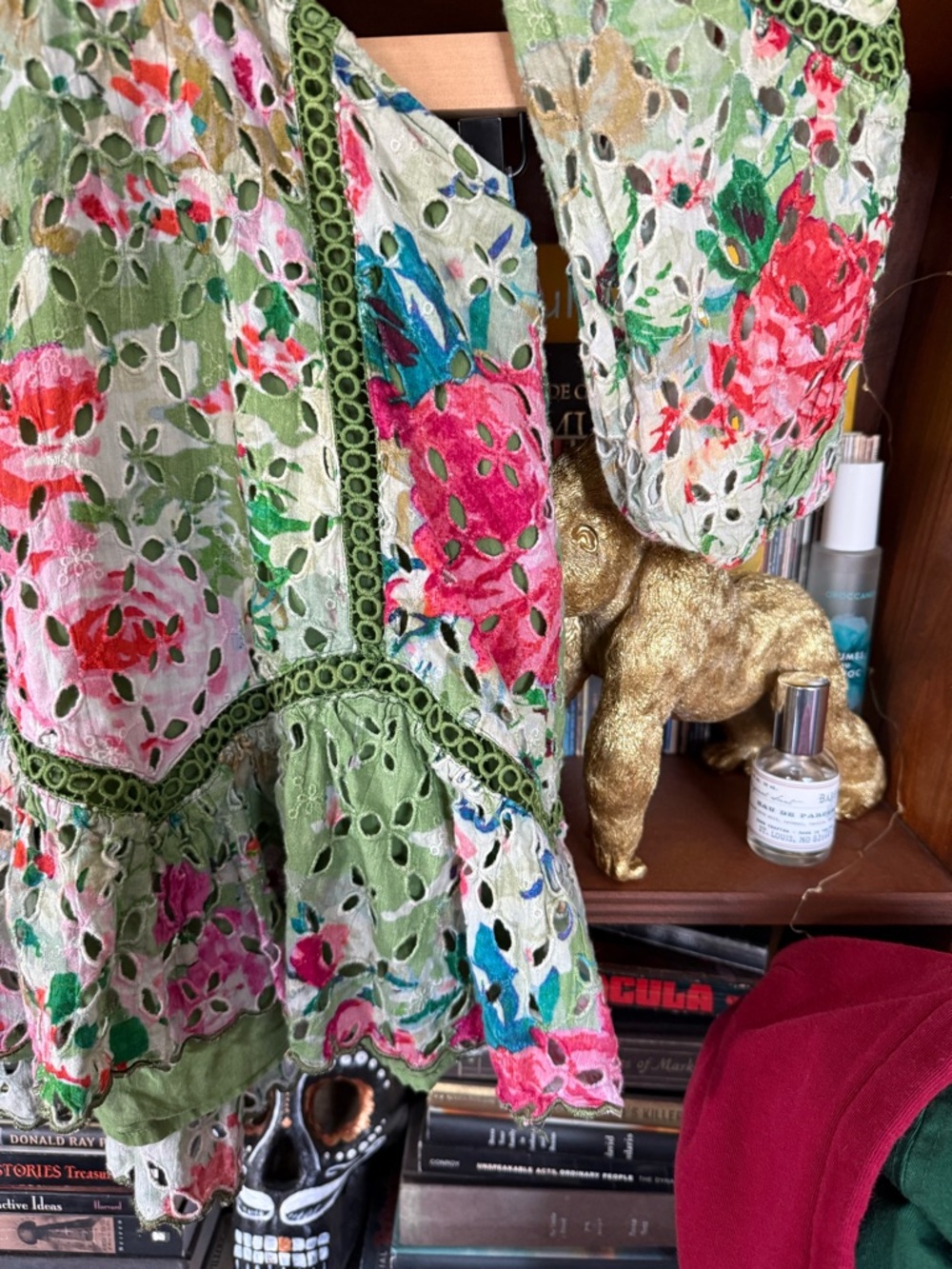 HEMANT & NANDITA - Green Floral Cutout Mini Dress - Women’s Small 2/4 - Picture 6 of 9